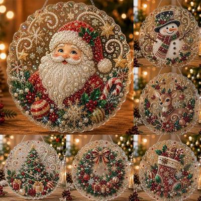 DIY Craft Christmas Hanging Ornament Acrylic Pearl Painting Kit  Window and Wall Decor