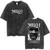 Rapper Milo J La Vida Era Mas Corta Album Washed Vintage T Shirt Men Women Fashion Hip Hop Tshirts Cotton Short Sleeve Tshirts