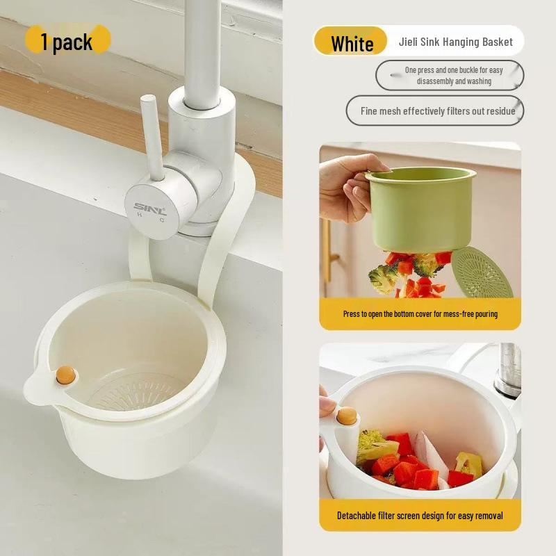 

Kitchen Sink Hanging Basket - Leak-Proof Vegetable Washer and Anti-Clog Draining Bowl with Storage Shelf.