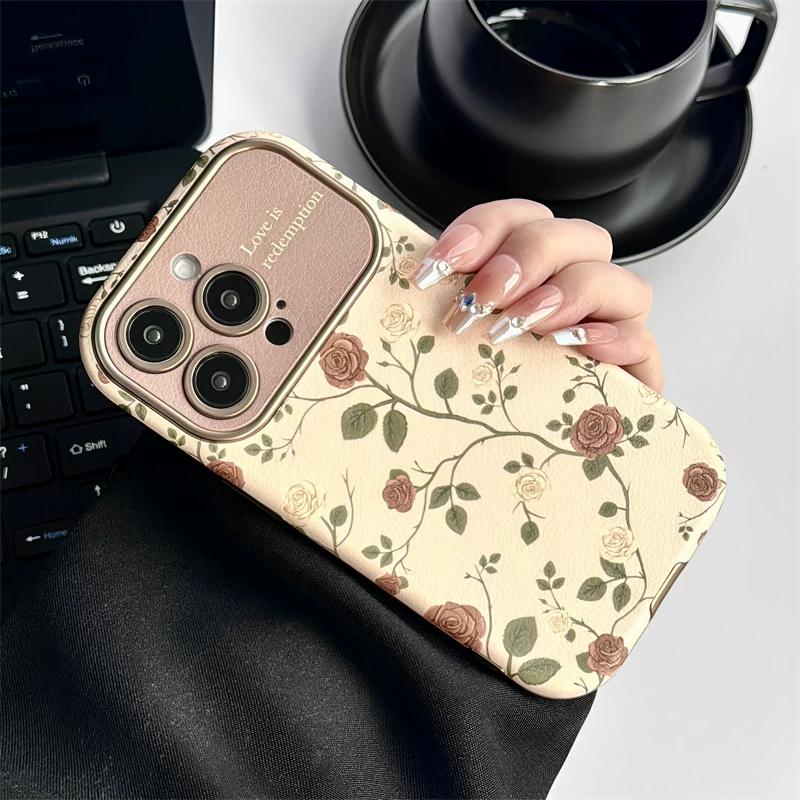Coque de téléphone motif floral Pour iPhone 11/12/13/14/15/16/17ProMax