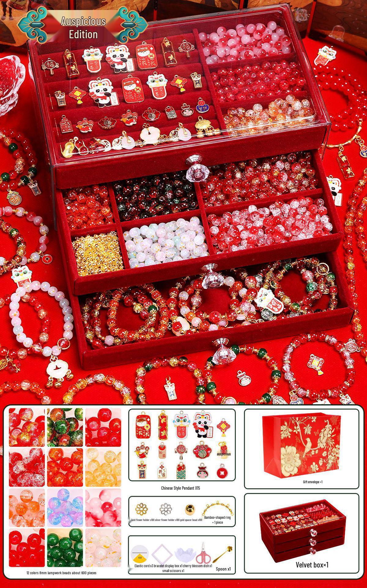 Children s DIY Chinese-Style Beading Bracelet Kit - Girl s Birthday Gift