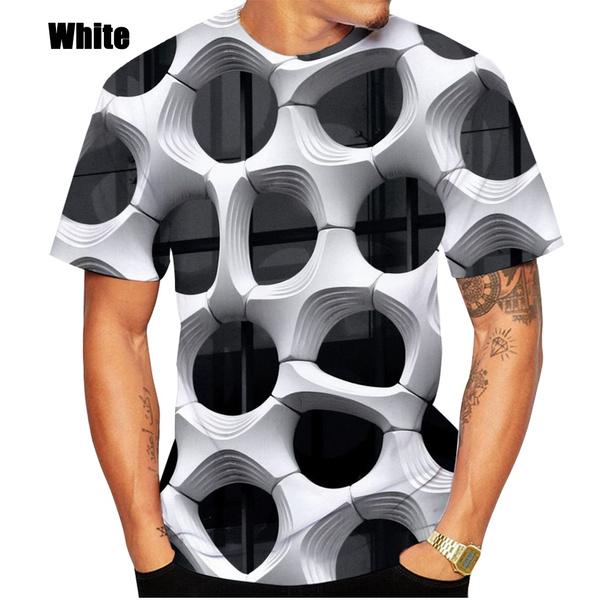 2025 Men's Printed 3D Geometric Pattern Digital Printing Casual Fashion Short Sleeve T-shirt