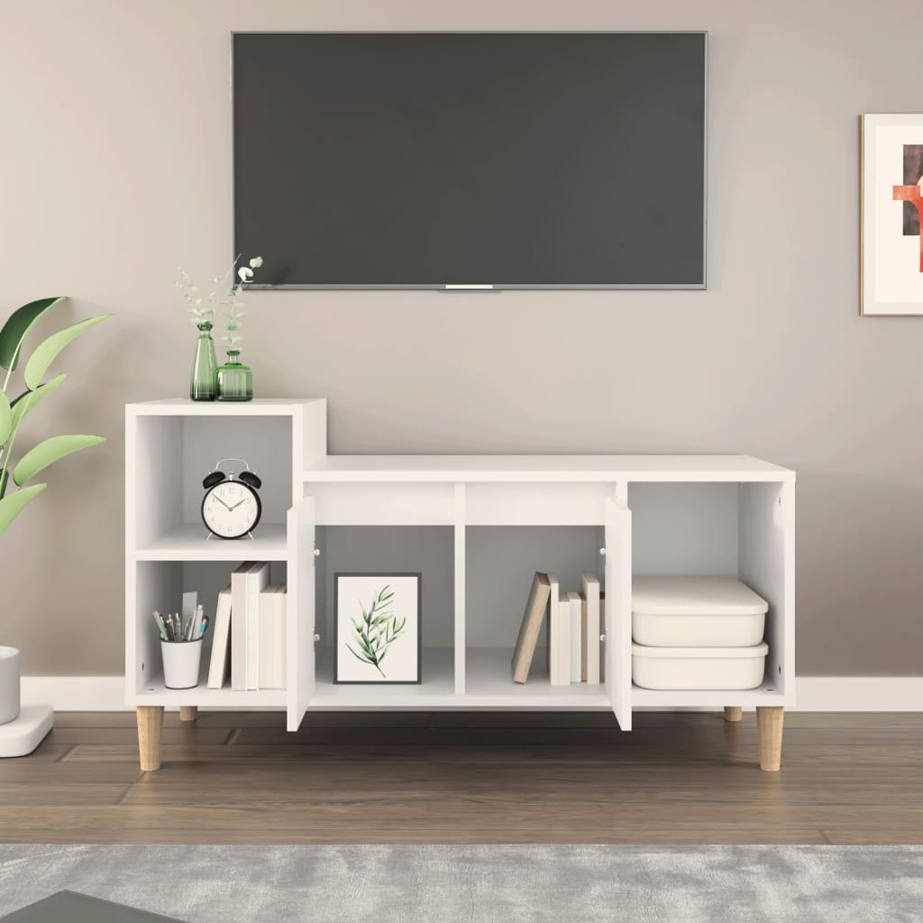 TV Stand in White 100 x 35 x 55 cm Engineered Wood