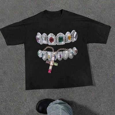 Rock Goth Casual Y2K Cotton Tshirt Harajuku Graphic Print Fashion Short Sleeve Tshirt Vintage Hiphop Streetwear Punk Loose Tee