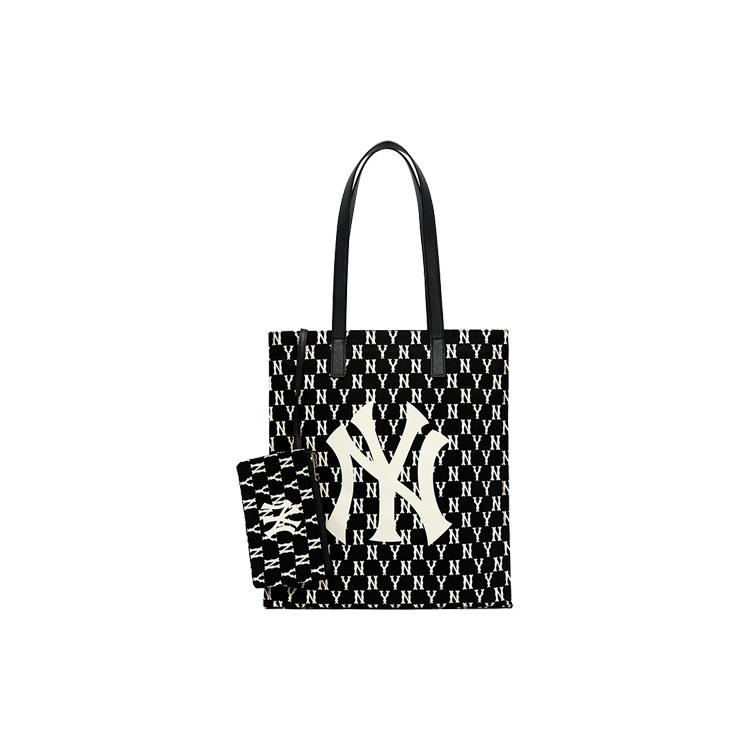 New MLB Monogram Collection Polyester Combo Bag, Tote Bag, Shopping Bag, Shoulder Bag, Handbag Women's Black 3AORL011N-50BKS