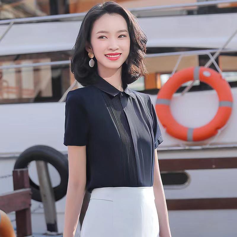 Women's Professional Short Sleeve Chiffon Shirt - Summer Formal Wear