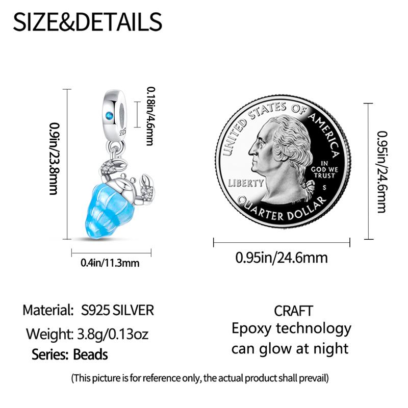 Stilvolle Anhänger Original Design Echte Kupferbeschichtet Sicher Nachtlicht Krabbe Anhänger Perlen Passend Armband DIY Feines Geschenk Frauen Zarter Schmuck