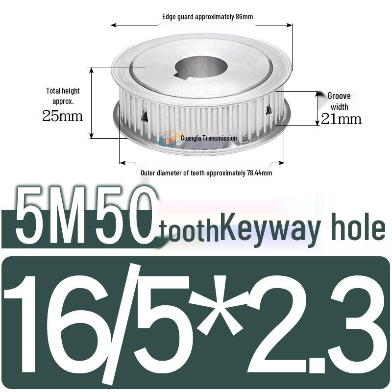 Dual-Sided Flat Timing Pulley: 5M50 Teeth, Width Options 11/16/21/27AF, Bore Size 8-30.