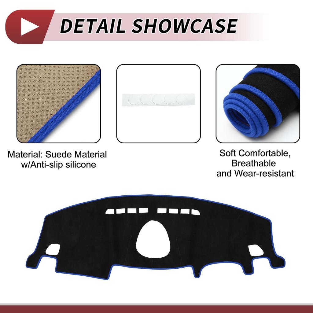 HEROFFIX Dashboard Mat for BMW Mini Clubman F54 Interior Dashboard Cover with Sun and Scratch Suede Black with Blue Custom Parts and Accessories