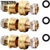 3sets Solid Brass Garden Hose Repair Connector with Clamps Hose End Repair Kit Fit for Male and Female Hose Fittings 5/8inches