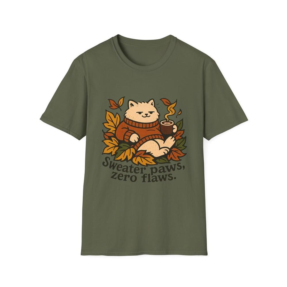 

Unisex Softstyle T-Shirt | Sweater Paws Zero Flaws | Cozy Autumn Creature Tee 4XL