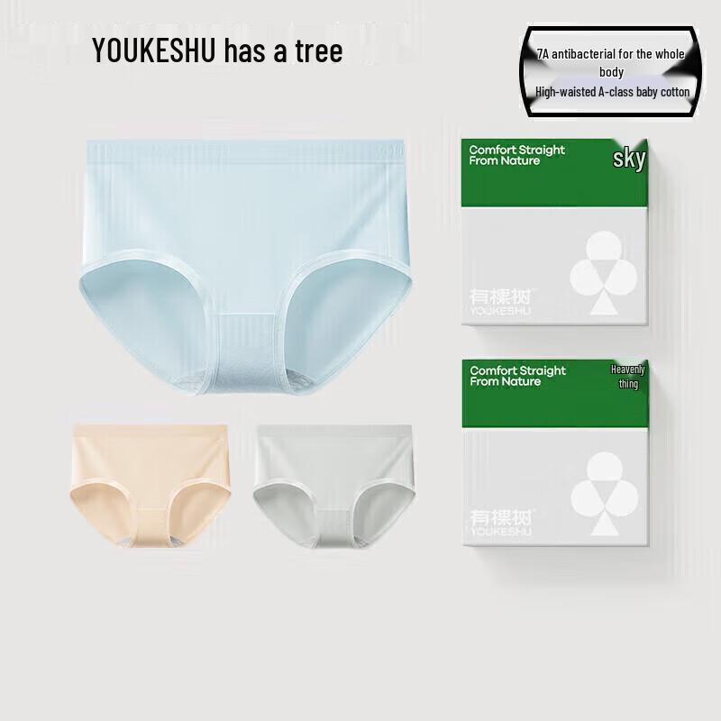 Youkeshu Women's High-Waist 7A Antibacterial Baby Cotton Briefs