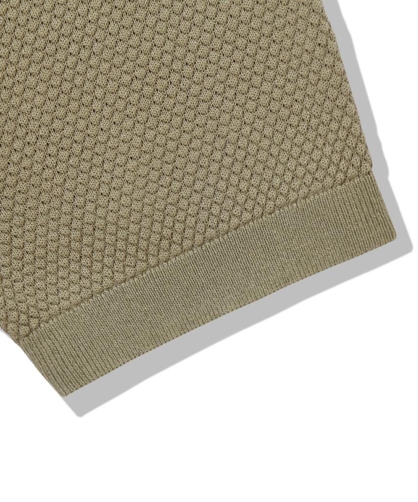 TRILLION Pineapple Henley Neck Short Sleeve Knit_Khaki