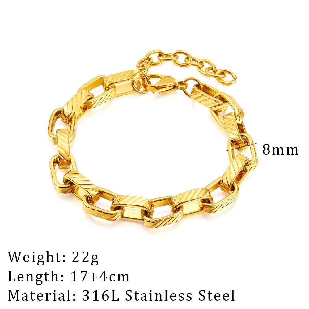 2024 Neues breites klobiges verdrehtes Armband für Damen Goldfarbe Edelstahl Gliederkette Kubische Kette Armreif Geschenk