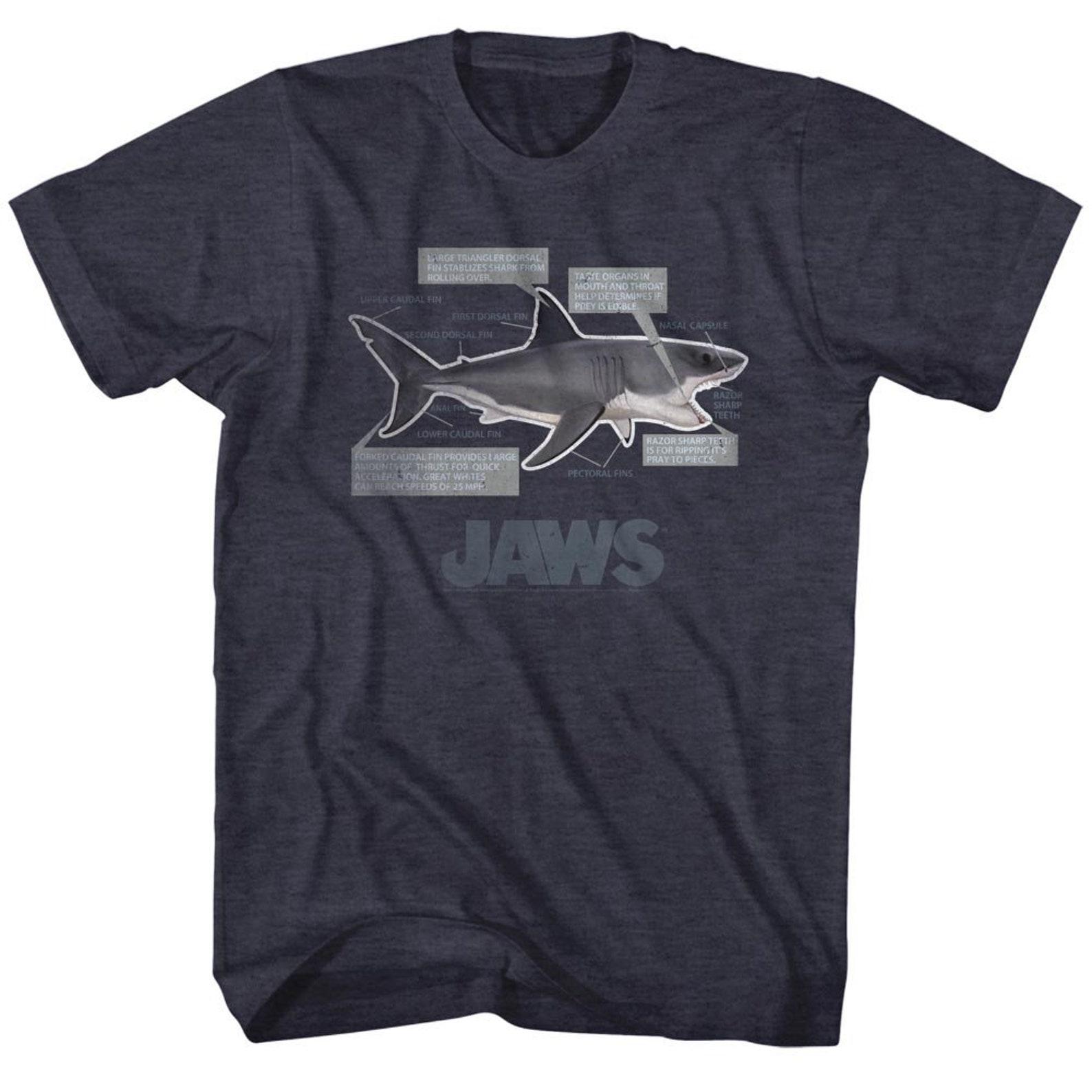Jaws Anatomy Navy Heather Adult T-Shirt M