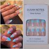 Blue Fishtail Pattern 3D Gel French Style Almond False Nails - 24 Nude Pieces