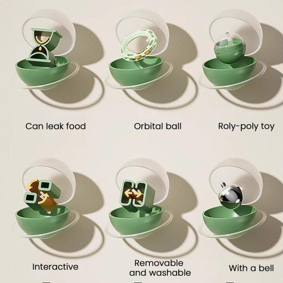 Yousheng Wobble Cat Toy Interactive Cat Treat Dispenser with Track Ball And Feather Teaser Wand Slow Feeder Puzzle Toy for Indoor Cats Exercise