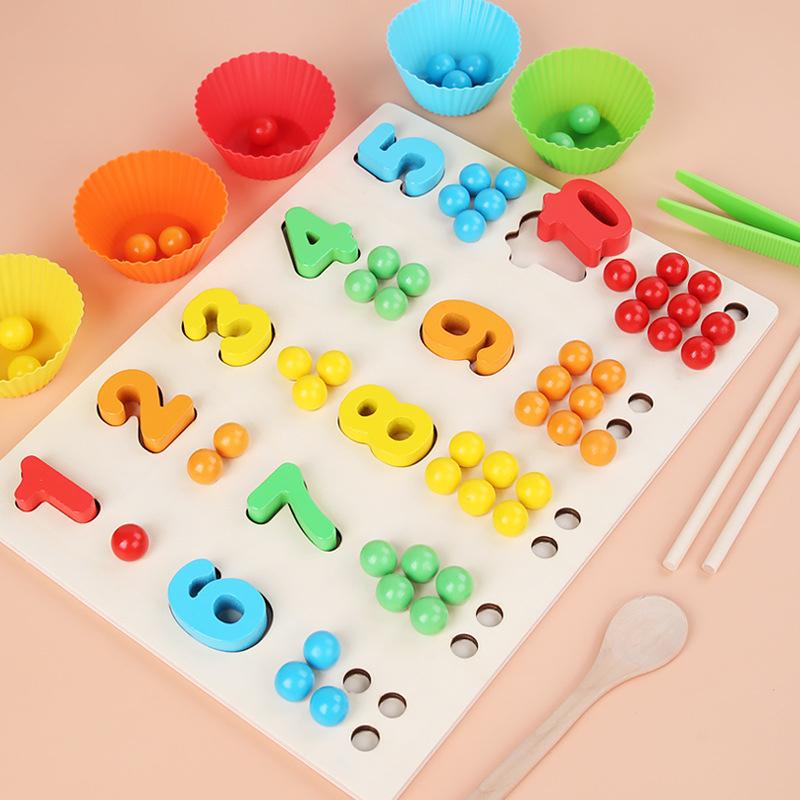 Wooden Arithmetic Clip Beads Preschool Toy Early Cognitive Educational Toy For Kids