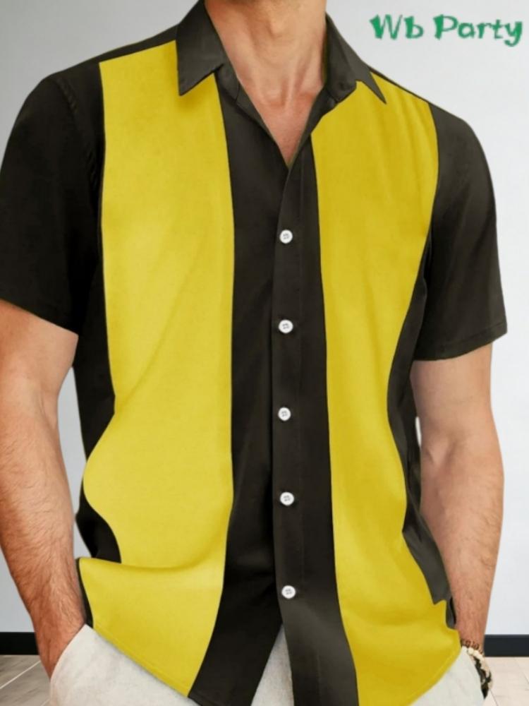 Men's Stripes 3D Printed Shirt Contrast Color Casual Hawaiian Beach Shirt Men's Simple Business Casual Fashion Top Men Clothing