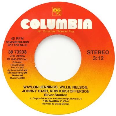 7-Zoll Schallplatte WAYLON JENNINGS, WILLIE NELSON, JOH - Silver Stallion 3873233 Columbia 1990 US Folk Gebraucht
