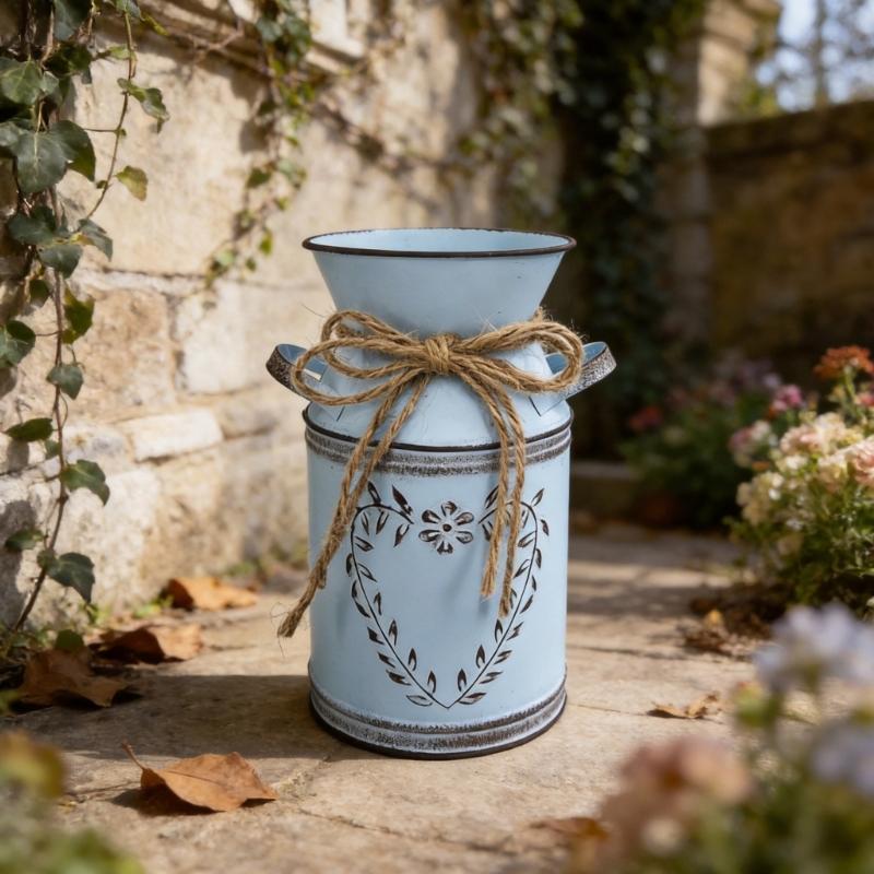Farmhouse Decors Iron Flower Vases Shabby Chic Milk Can Storage Jugs Metal Planter With Handle For Kitchen Home Decors