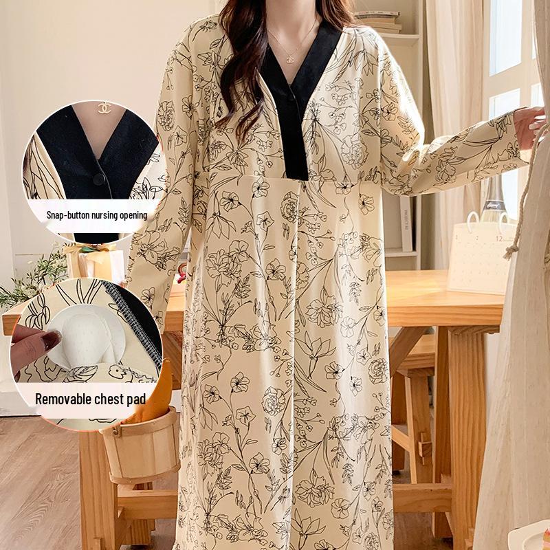 Maternity Labor and Postpartum Two-Piece Set: Summer/Autumn Nursing Gown and Inpatient Skirt for Pregnant Women
