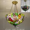 40cm Tiffany Mediterranean Stained Glass Pendant Light Vintage Hanging Lamp for Dining Room Kitchen Light Fixture Home Art Decor