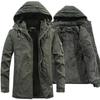 Herren Gewaschene Baumwolle Dickes Fleece Lässig Winter Warme Jacke Herren Parkas Mantel Winddichte Kapuzenjacken