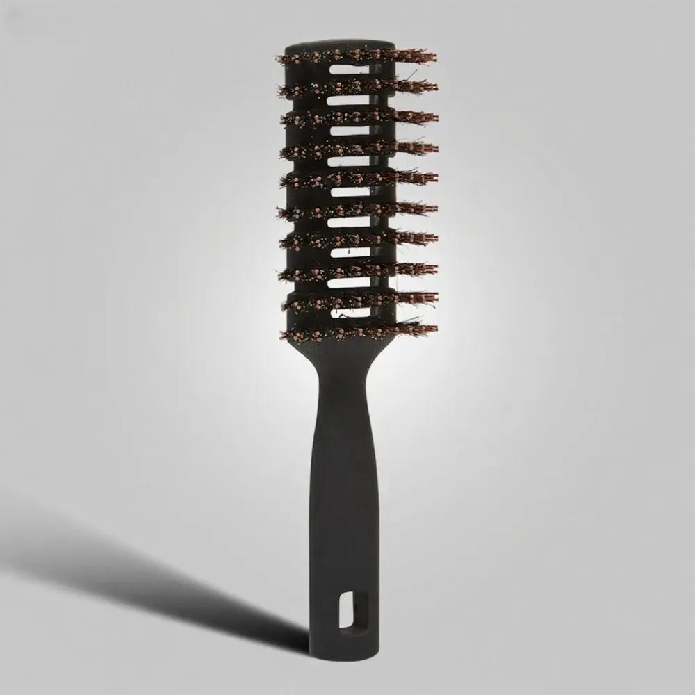 Boar Bristle Detangling Hair Brush Anti Static Wood Handle Hollow Out Quick Dry for Thick Curly Hair Salon Home Use