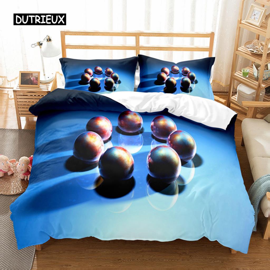 Glass Ball Duvet Cover Set Microfiber Colored Transparent Marbles Bedding Set Childhood Toys for Kid Teen Queen King Quilt Cover