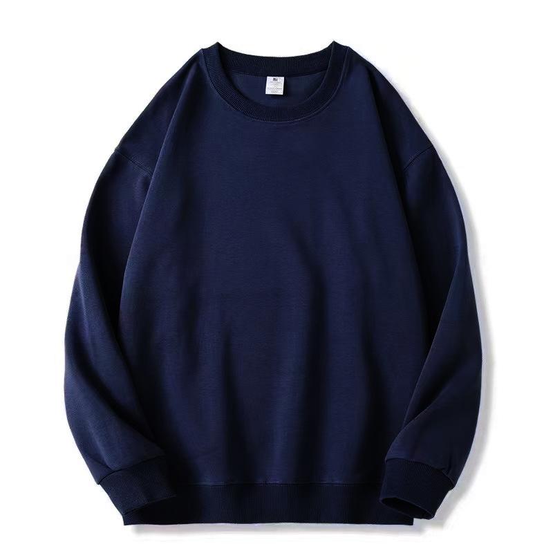 Men's Plus Size Round Neck Solid Color Hoodie - Loose Fit with Velvet Base Layer for Couples, Suitable for Spring and Autumn.