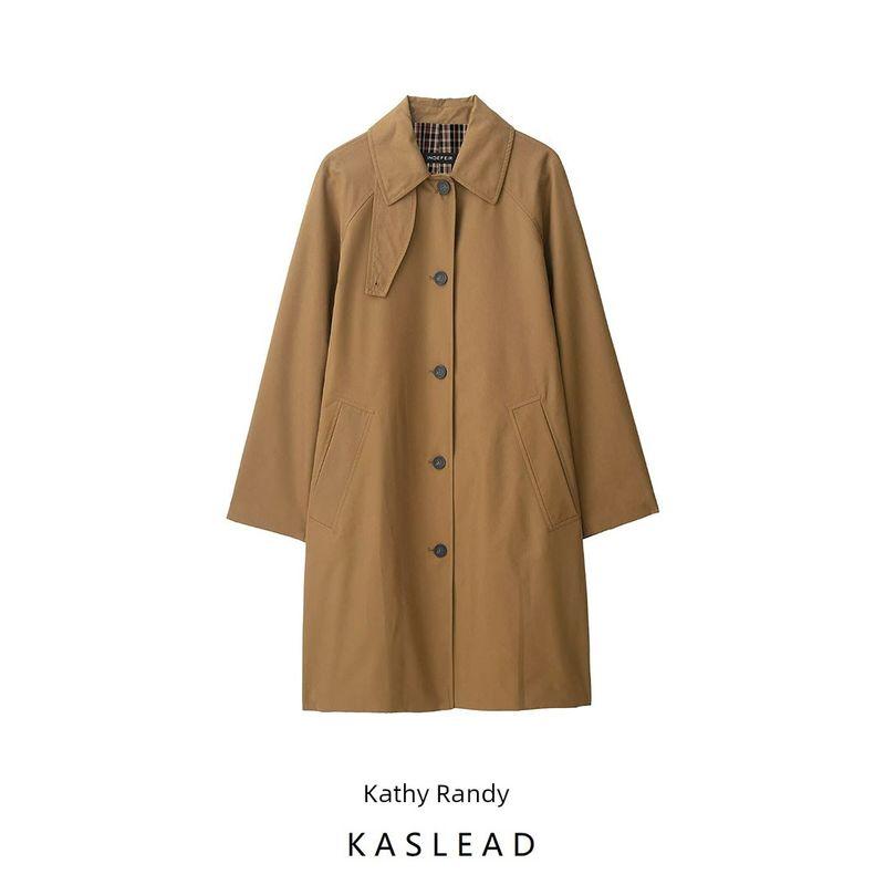 Kaslead New Women Clothes Western Style Fashion Loose Mid-Length Plaid Lining Trench Coat 3811244 751