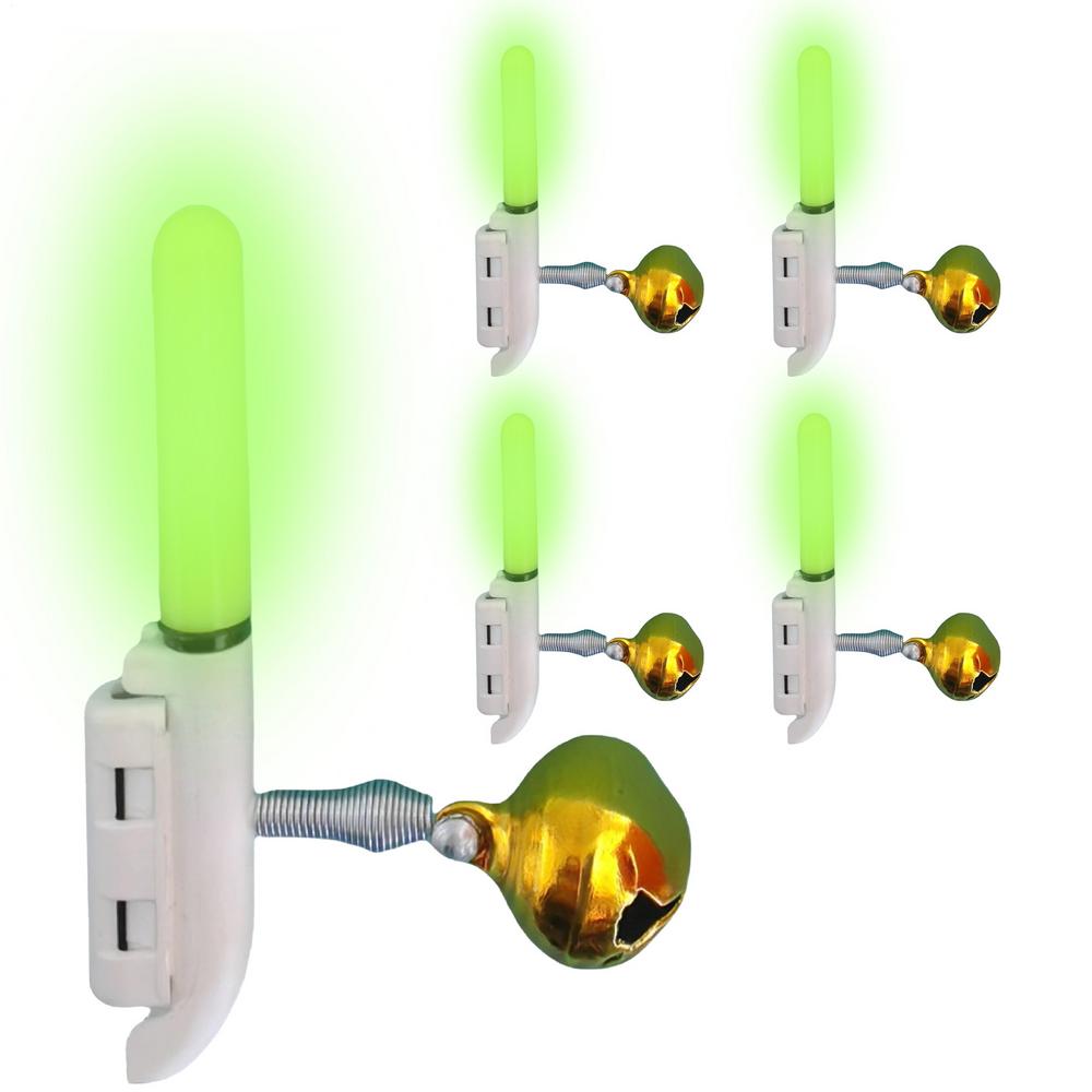 5pcs Glow Sticks for Fishing Alerts electronic rod tip lights With Bell Reusable LED Fishing Alarms for Night Camping fishing
