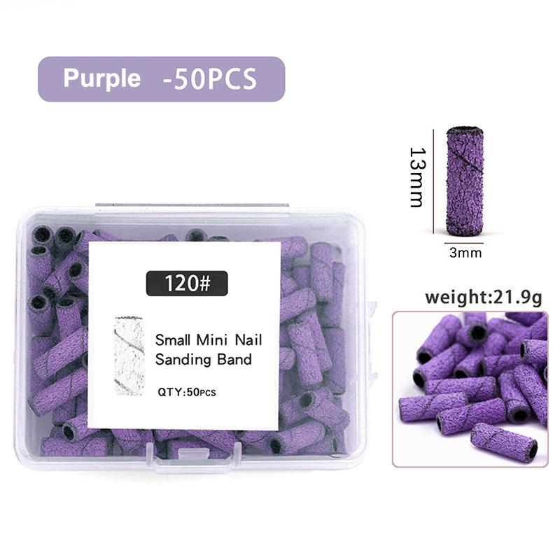 Versatile 3mm Nail Drill Bits 50 Pcs Set Effective Sanding Bands for Gel Acrylic Polish Treatment