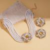 Vintage Diamond Imitation Pearl Beaded Multilayer Clavicle Chain Elegant Necklace