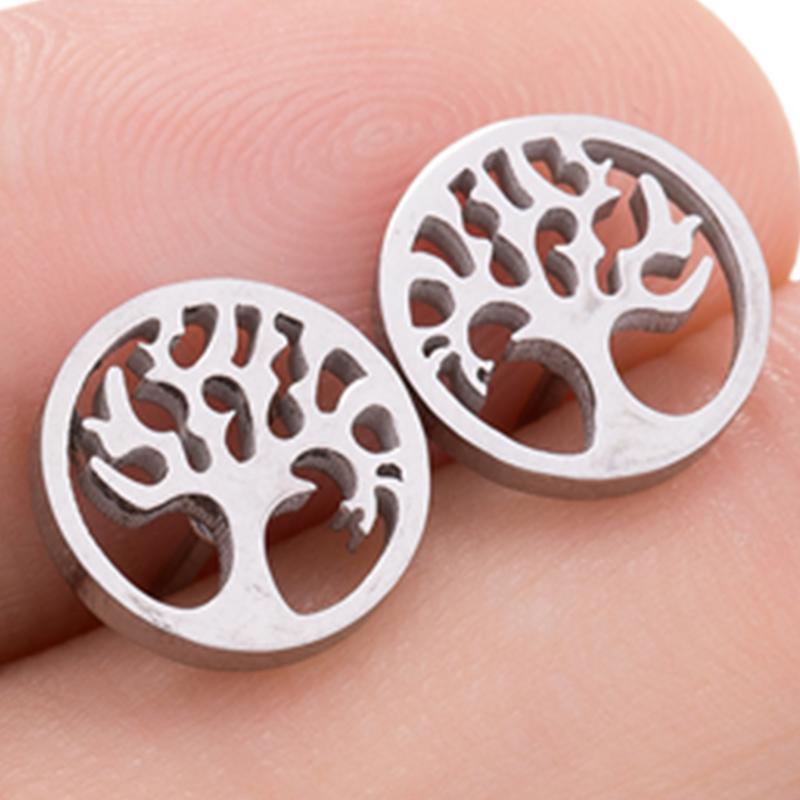 SMJEL Summer Cherry Earrings Ladies Stainless Steel Fruit Stud Earrings Small Watermelon Apple Pineapple Unique Zircon Gift