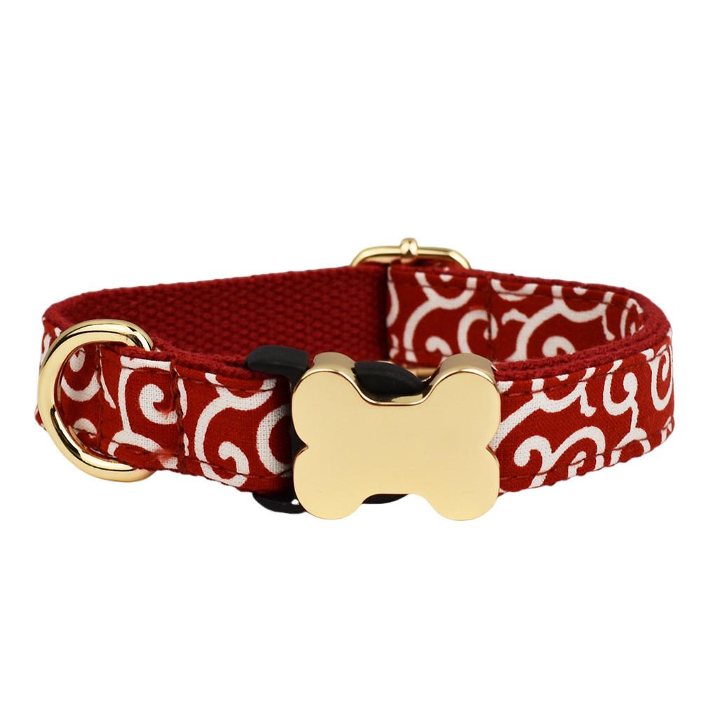 Pet Dog Collar With Printed Design And Bone Decoration For Small Medium Large Pets