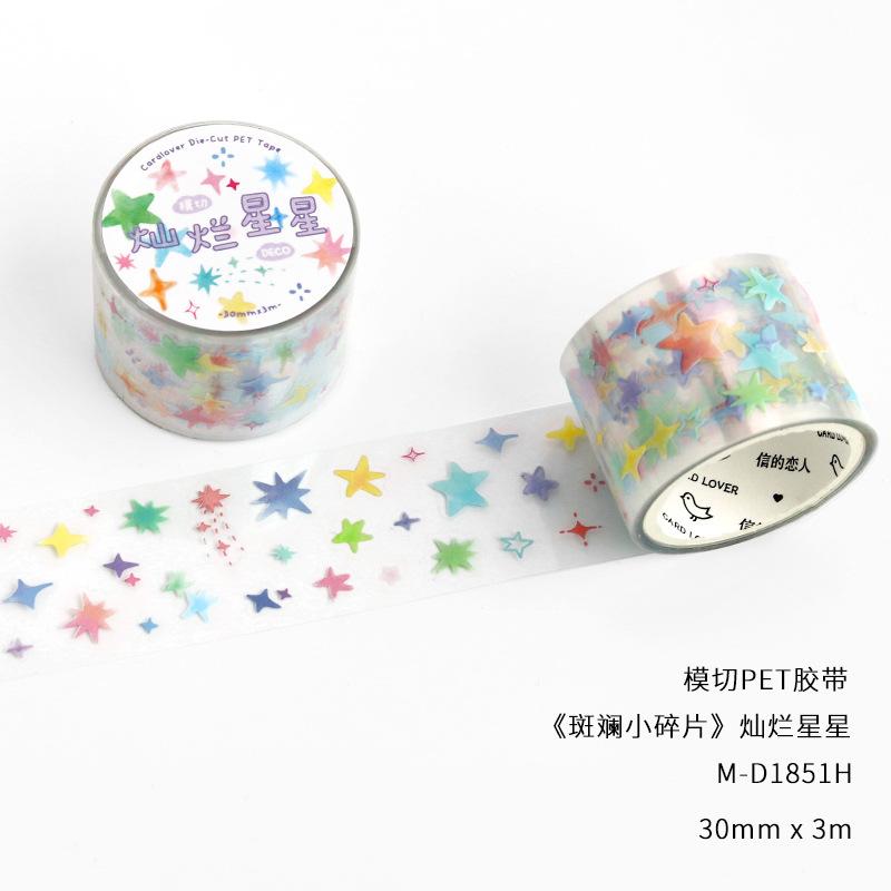 Die Cut PET Washi Tape Confetti Fragment Series Korean Cute Print Pattern Transparent Decorative Sticker for Journal Scrapbook