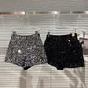 Autumn Black Velvet Shorts Women Sequined Shiny Versatile Short Pants Clubwear High Street