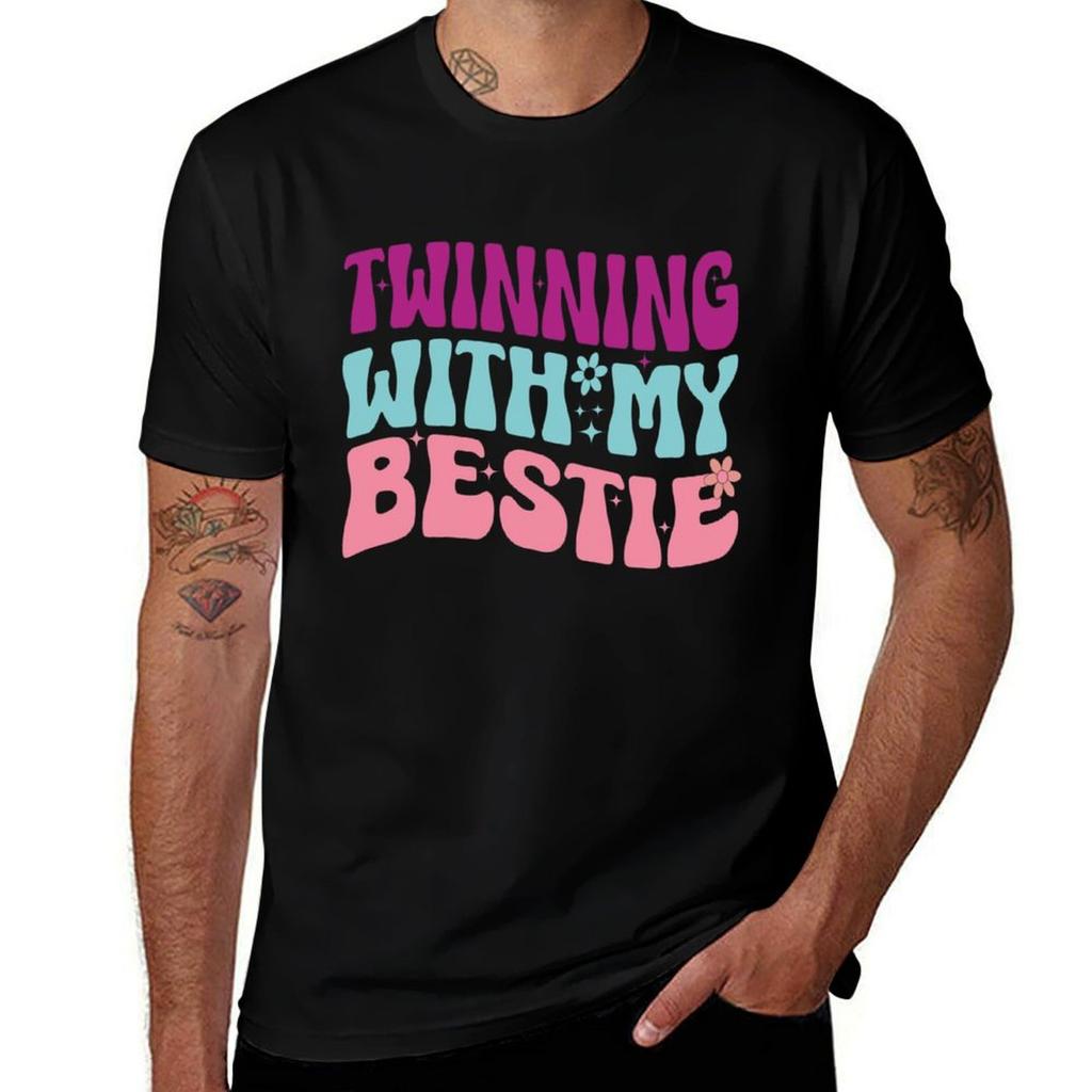 Twinning With My Bestie Tshirt Everyday Wear Basic Short Sleeve Top