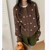 Korean Polka Dot Knit Cardigan: Women's Cozy Round Neck Sweater - 2025 Autumn/Winter Collection