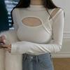 Slim-Fit Semi-High Neck Long-Sleeve Top for Women - 2024 Spring/Autumn/Winter Collection