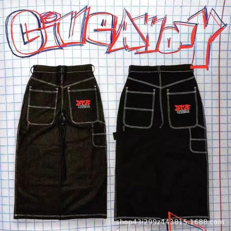 Jeans da Uomo Vestibilità Rilassata Denim Lavato Vintage Con Stampa Grafica Gamba Dritta Pantaloni Streetwear Autunno