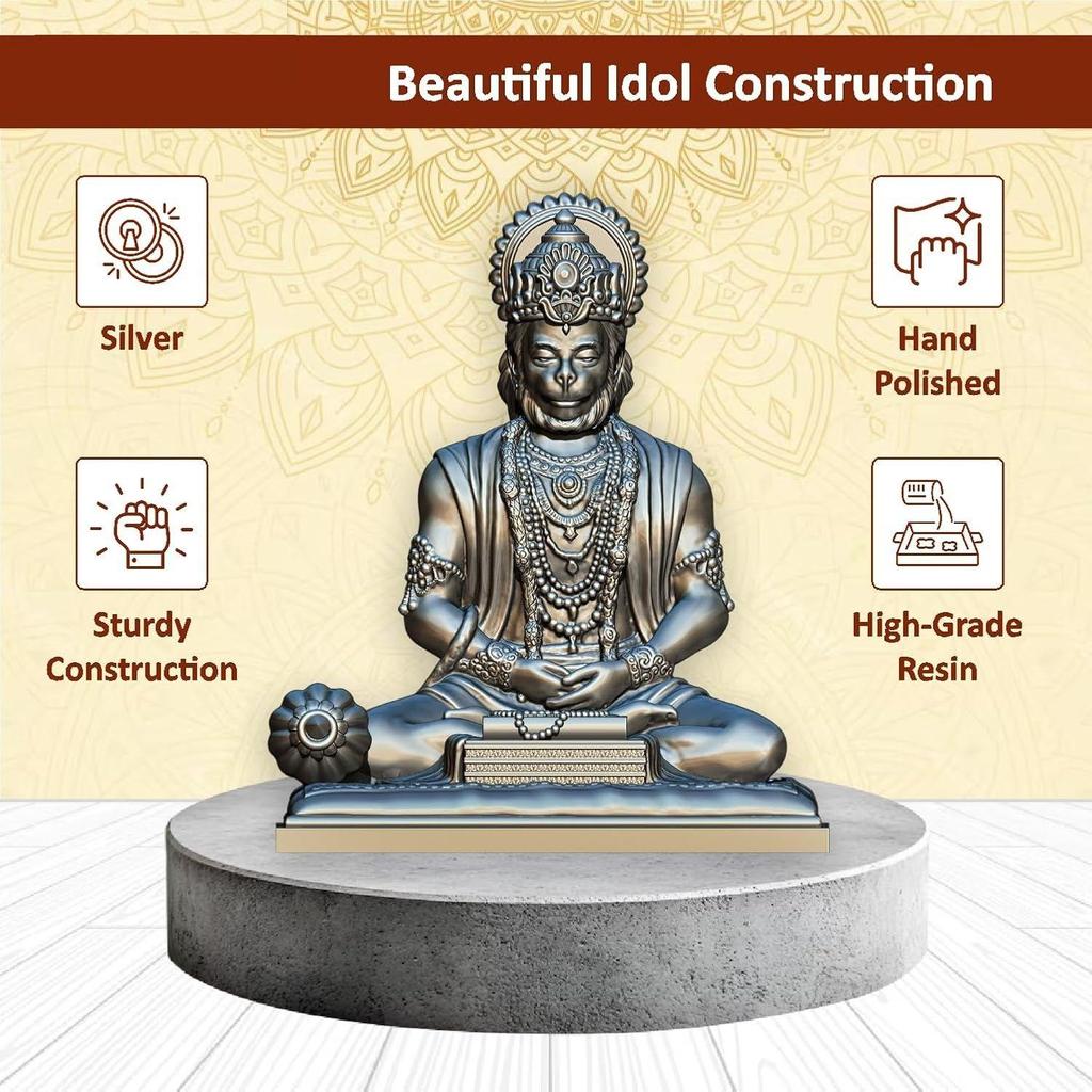 4.5 Inch Bajrangbali Statue with Gada/Hanuman Ji/Sankat Mochan/God Idols for Home/Car Dashboard/Office Desk/Murti for Home Decor/Spiritual