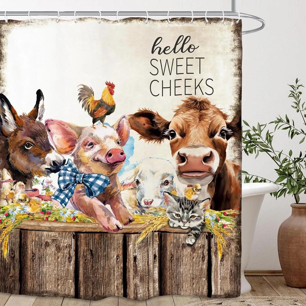 Cute Funny Dog Shower Curtain Cat Riding Dinosaur Funny Pet Cartoon Shower Curtain Boys Girls Bathroom Decor Shower Curtains