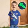 New Summer Collection: Boys’ Short-sleeved T-shirt with Glow-in-the-dark Aeroplane Print, Children’s Crew-neck Top