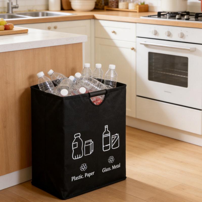 82L Bottle Recycling Bin Trash Can Foldable Storage Bag Laundry Bag Dirty Clothes Storage Deposit Bottles Collection Container