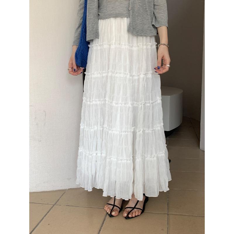 

Белая юбка в праздничном стиле для женщин, весна-лето, новая, с высокой талией, тонкая, универсальная, с принтом «A Word Cake» L белый