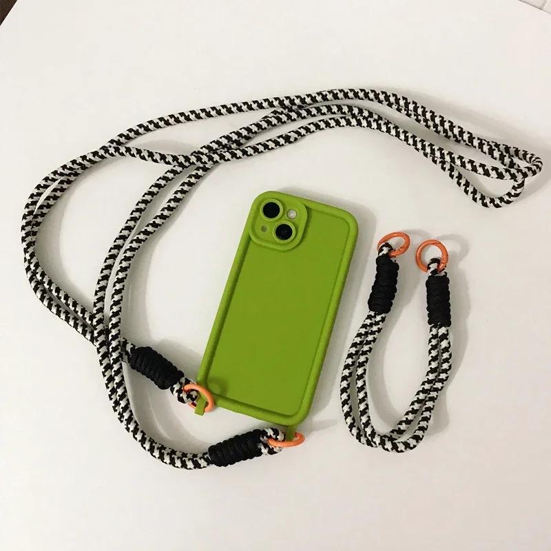 Crossbody Necklace Strap Lanyard Fall protection Phone Case For iPhone 15 16 14 12 11 13 Pro Max XR XS Soft Cover