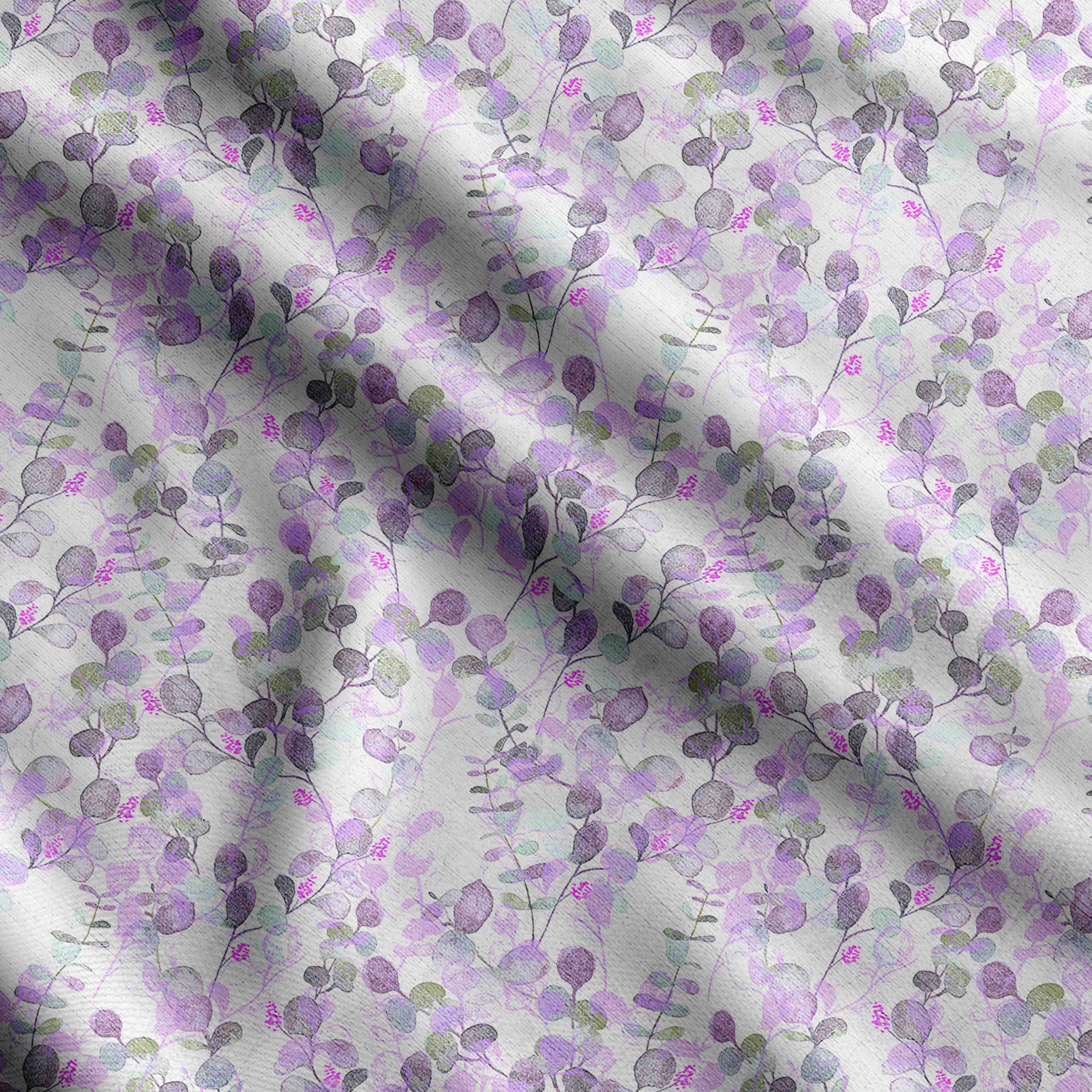 

Soimoi Leaves Print, бавовняний кембрік, стьобальна тканина, продана The Yard шириною 42 дюйми, бавовняна тканина середньої щільності, 42 Inch Wide - Cotton Cambric фіолетовий